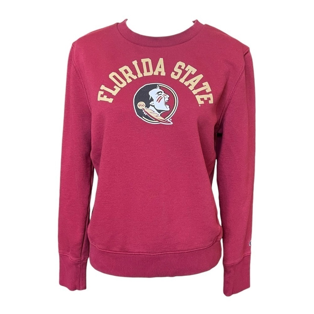 Champion Florida State Seminole Crewneck Pullover Sweatshirt Burgundy Size M